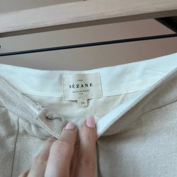 Sezane Martin Wool Trousers - Mottled Ecru - EUC - Picture 5 of 5